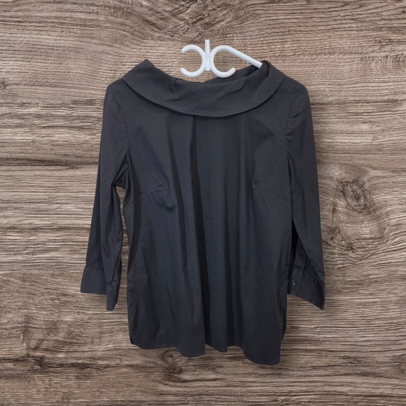 ⭐️Talbots Black 3/4 Sleeve Sailor Collar Blouse Size Med - Picture 1 of 4